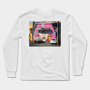 Pink Haired Woman Graffiti Long Sleeve T-Shirt